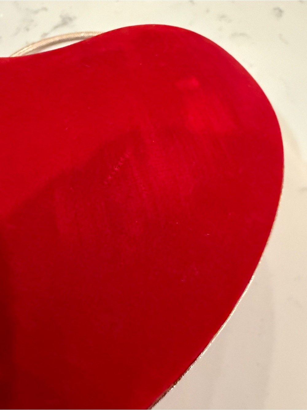 Red Velvet Heart Shaped Evening Bag Gold Tone Rhinestone Clutch - Picture 10 of 13